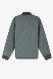 Carhartt wip men’s kylan liner cotton jacket green with dark gray quilted bomber style and ribbed cuffs