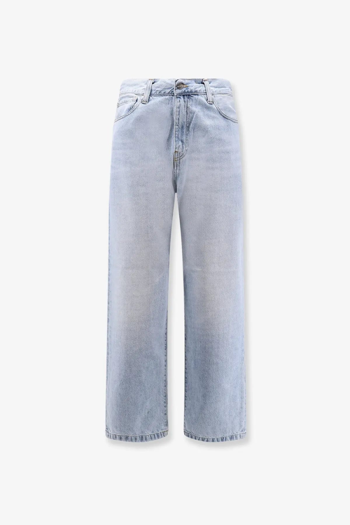 Carhartt wip men’s landon denim jeans blue light-wash wide-leg cut with classic five-pocket design