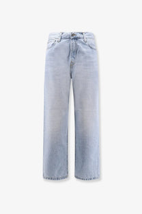 Carhartt wip men’s landon denim jeans blue light-wash wide-leg cut with classic five-pocket design
