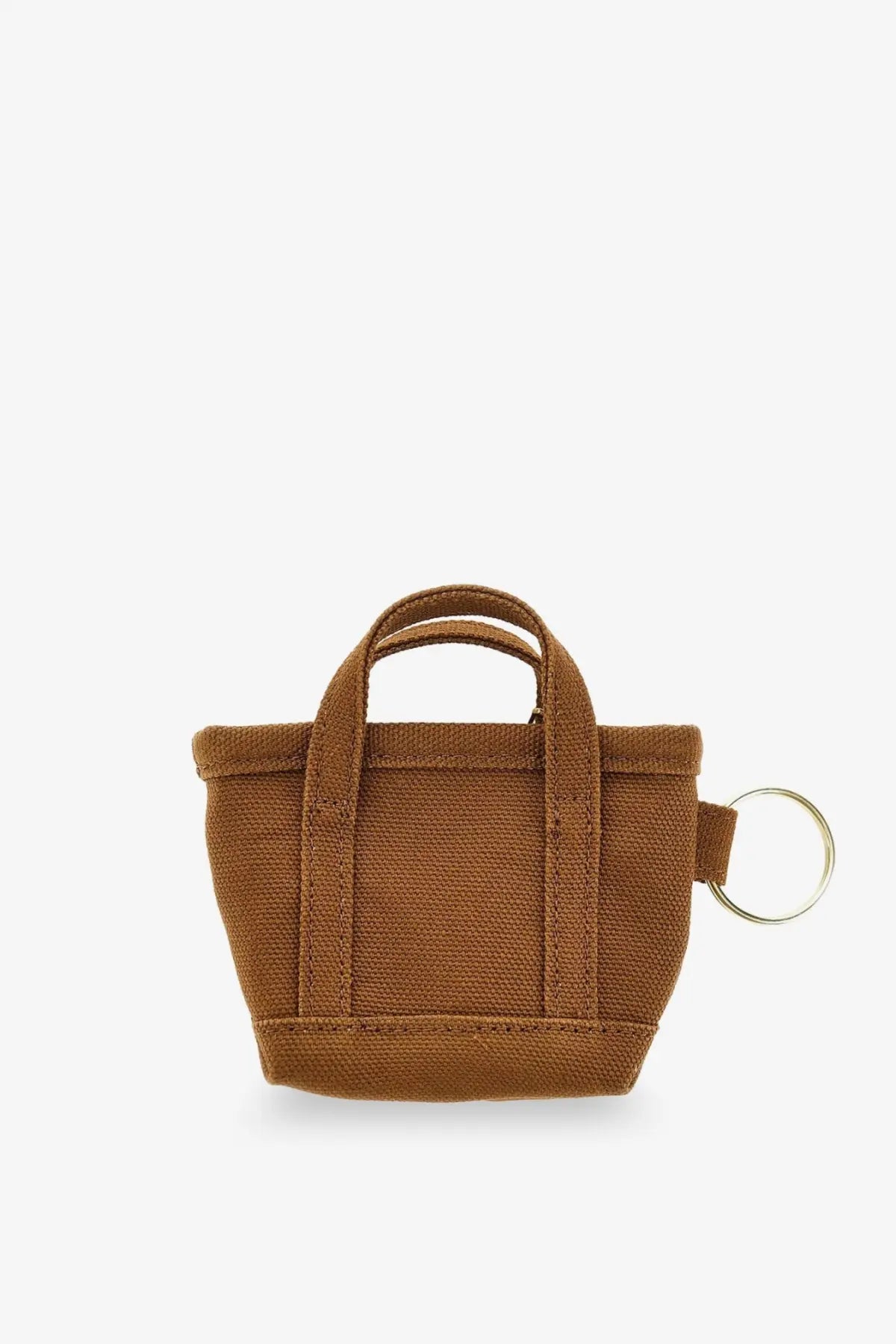 Brown Carhartt Wip men’s mini tote bag made of canvas with key ring attachment for everyday use