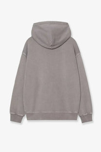 Carhartt Wip men’s nelson cotton sweatshirt in soft muted gray with hood relaxed fit and ribbed cuffs