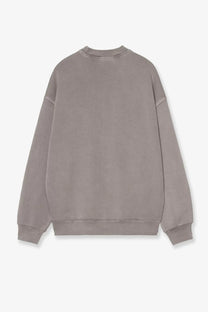 Carhartt wip men’s nelson cotton sweatshirt yosemite in soft muted gray with ribbed cuffs and hem oversized fit