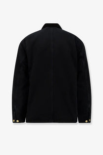 Carhartt Wip men’s black organic cotton padded chore coat with gold-tone buttons and classic collar