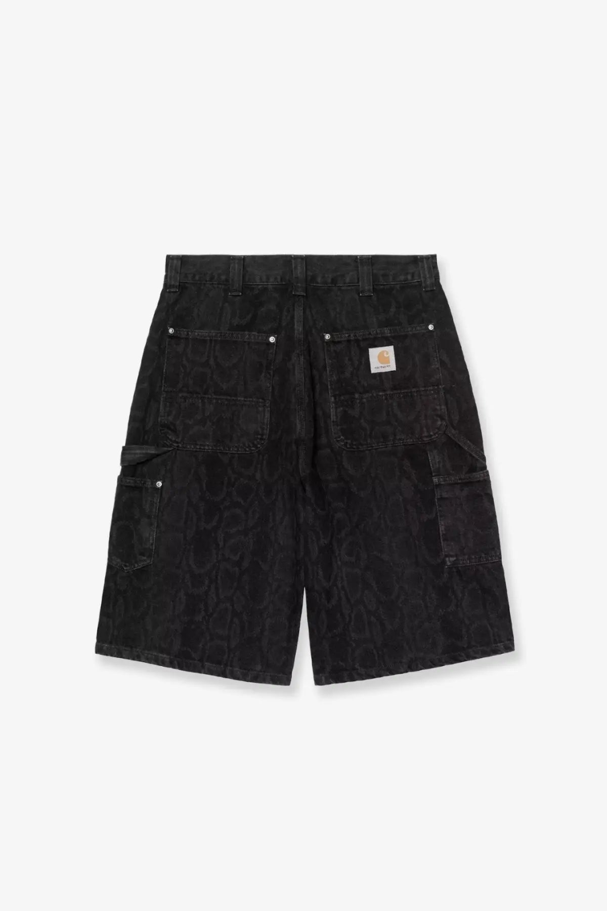 Carhartt Wip men’s OG double knee black denim bermuda shorts with subtle textured pattern and reinforced stitching