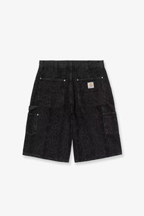 Carhartt Wip men’s OG double knee black denim bermuda shorts with subtle textured pattern and reinforced stitching