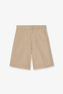 Beige chino Carhartt Wip men’s postal dk cotton blend bermuda shorts with button closure and pleated front