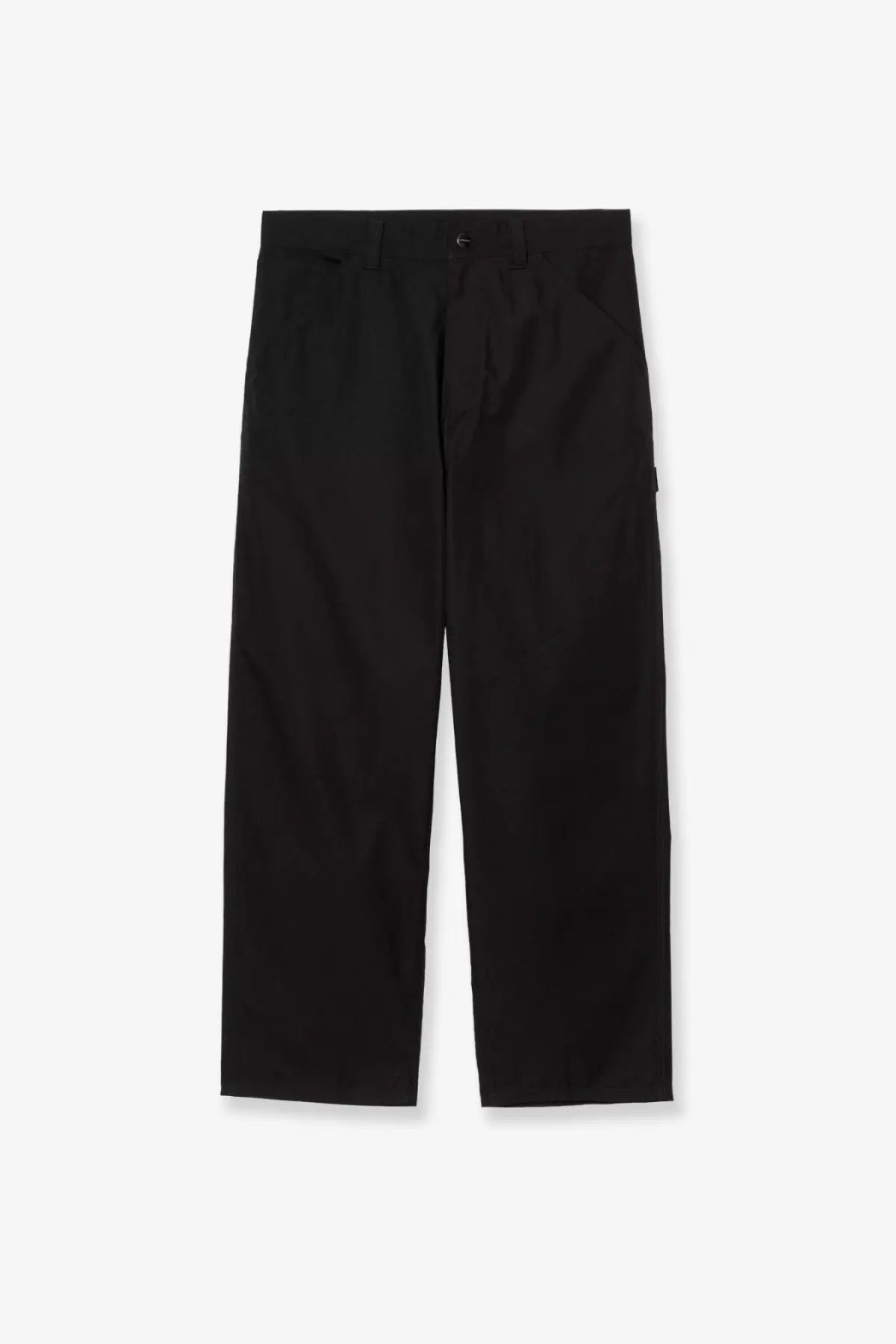 Carhartt Wip men’s postal single knee black cotton blend trousers with straight-leg and subtle waistband pleats