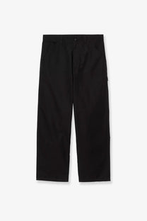 Carhartt Wip men’s postal single knee black cotton blend trousers with straight-leg cut and subtle waistband pleats