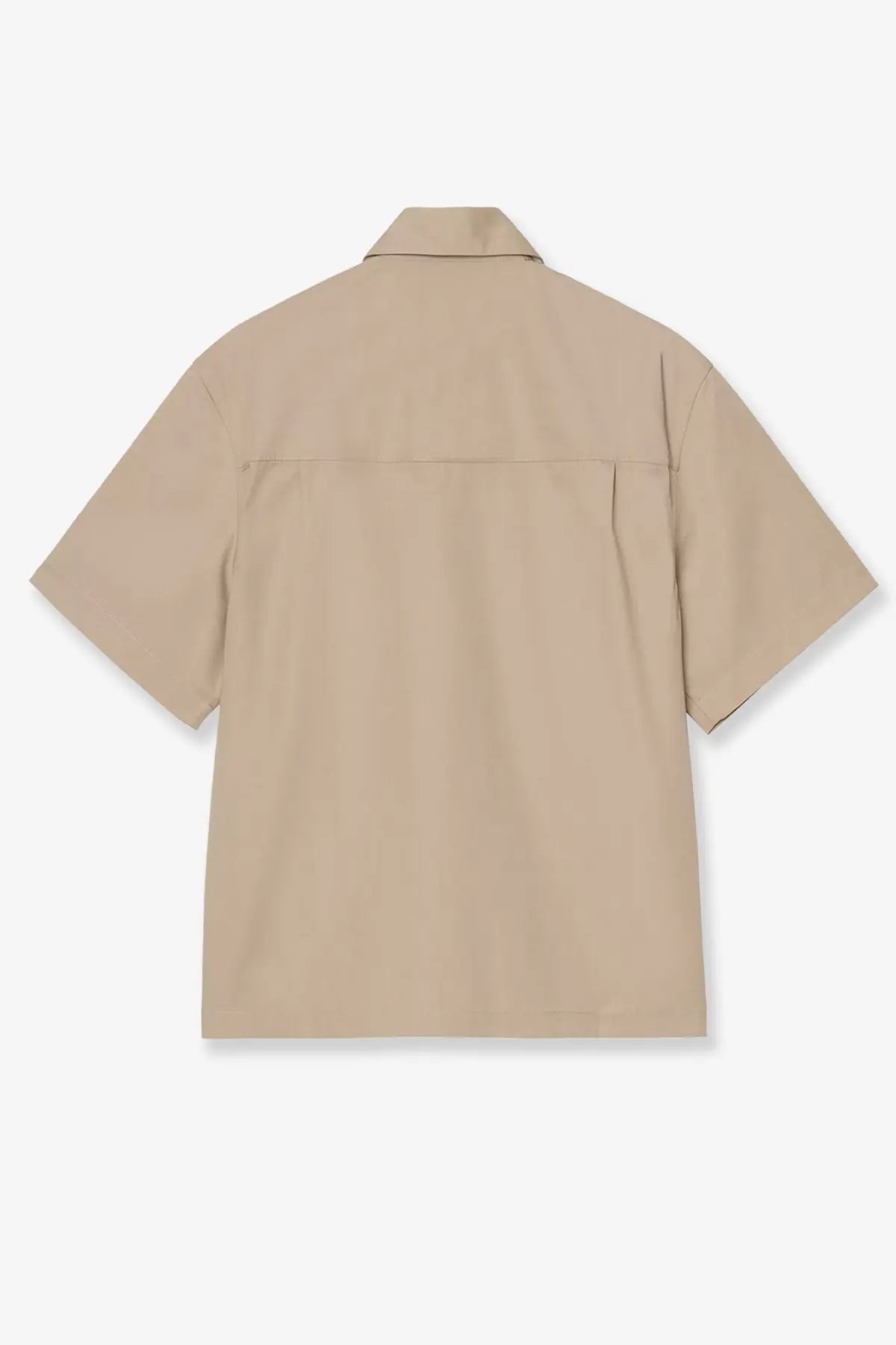 Beige short-sleeved button-up shirt with classic collar from carhartt wip mens postal zip shirt iroko collection