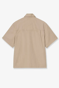 Beige short-sleeved button-up shirt with classic collar from carhartt wip mens postal zip shirt iroko collection