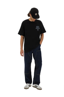 Carhartt Wip men’s black sandwich shirt made of cotton with a white embroidered logo on the chest
