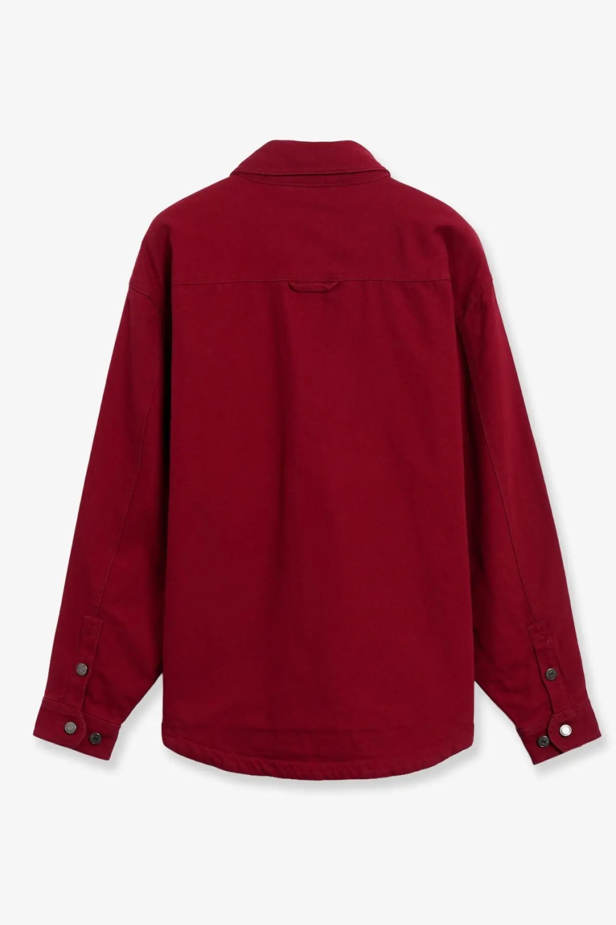 Carhartt Wip men’s selby shirt cotton jacket in rich burgundy with long sleeves classic collar and subtle stitching details