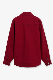 Carhartt Wip men’s selby shirt cotton jacket in rich burgundy with long sleeves classic collar and subtle stitching details