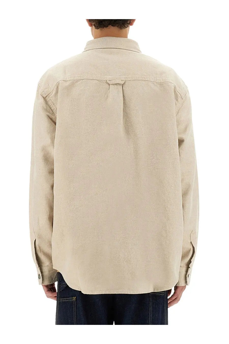 Carhartt Wip men’s beige cotton button-up shirt Walter White with relaxed fit and subtle stitching details