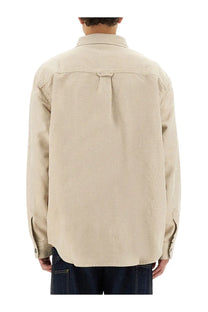 Carhartt Wip men’s beige cotton button-up shirt Walter White with relaxed fit and subtle stitching details