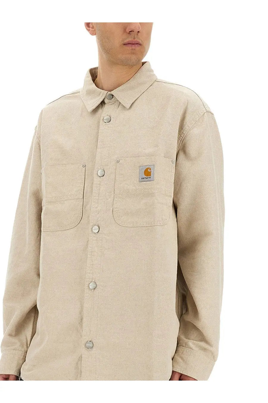Beige Carhartt Wip men’s Walter White work shirt with button-front closure and chest pockets in durable fabric