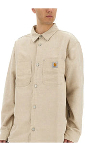 Beige Carhartt Wip men’s Walter White work shirt with button-front closure and chest pockets in durable fabric