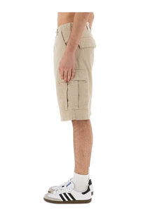 Carhartt Wip men’s beige cargo shorts with multiple pockets and relaxed fit for casual wear