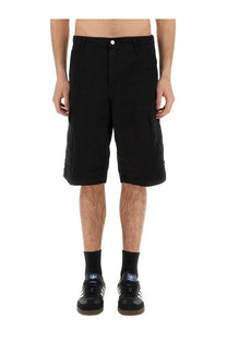 Carhartt Wip men’s black cargo shorts with multiple pockets button closure durable fabric for outdoor use