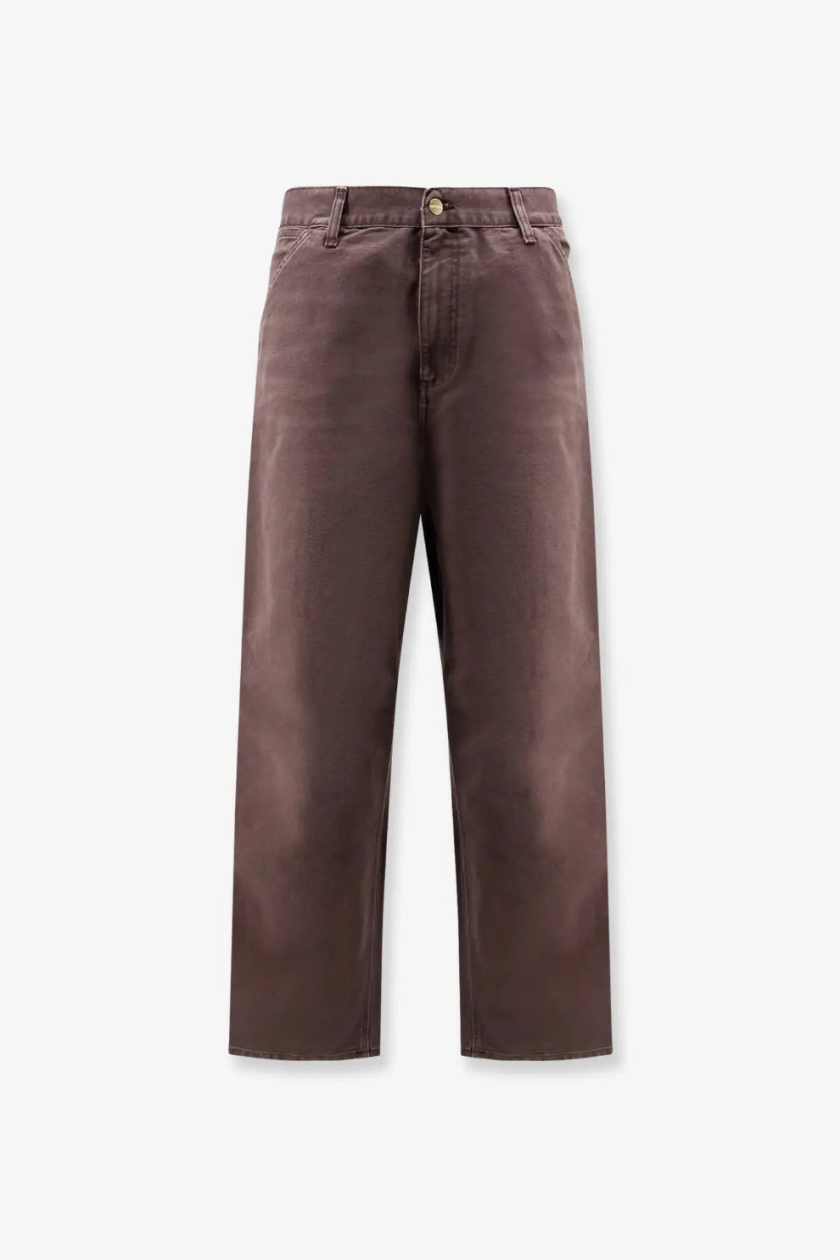 Carhartt Wip men’s brown denim jeans with straight-leg cut and classic five-pocket design