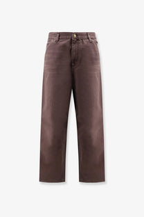 Carhartt Wip men’s brown denim jeans with straight-leg cut and classic five-pocket design