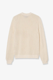 Carhartt Wip men’s Stockton cotton sweatshirt cinnerus cream-colored open-knit with soft textured weave and ribbed cuffs