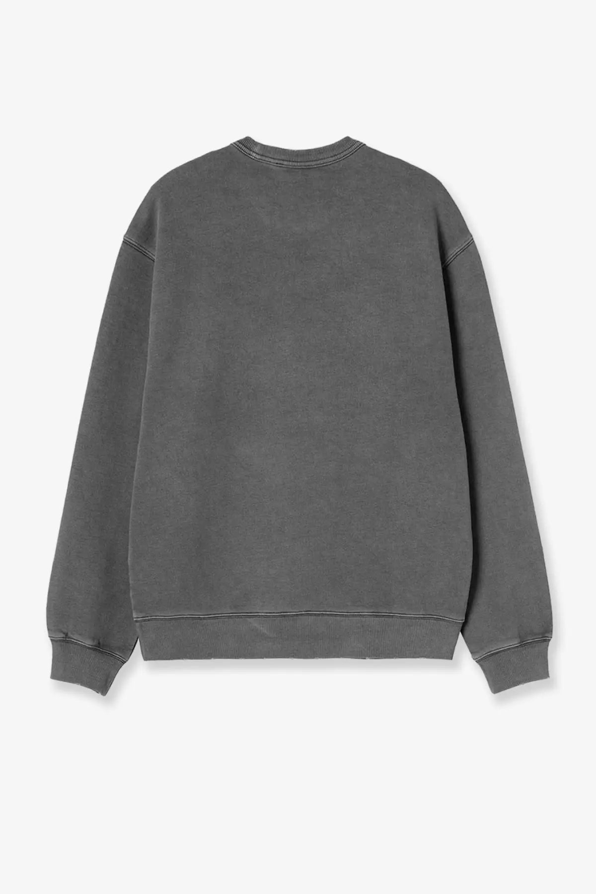 Carhartt Wip men’s torion dyeing treatment dark gray oversized cotton crewneck sweatshirt with ribbed cuffs and hem