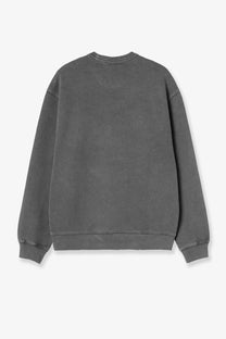 Carhartt Wip men’s torion dyeing treatment dark gray oversized cotton crewneck sweatshirt with ribbed cuffs and hem