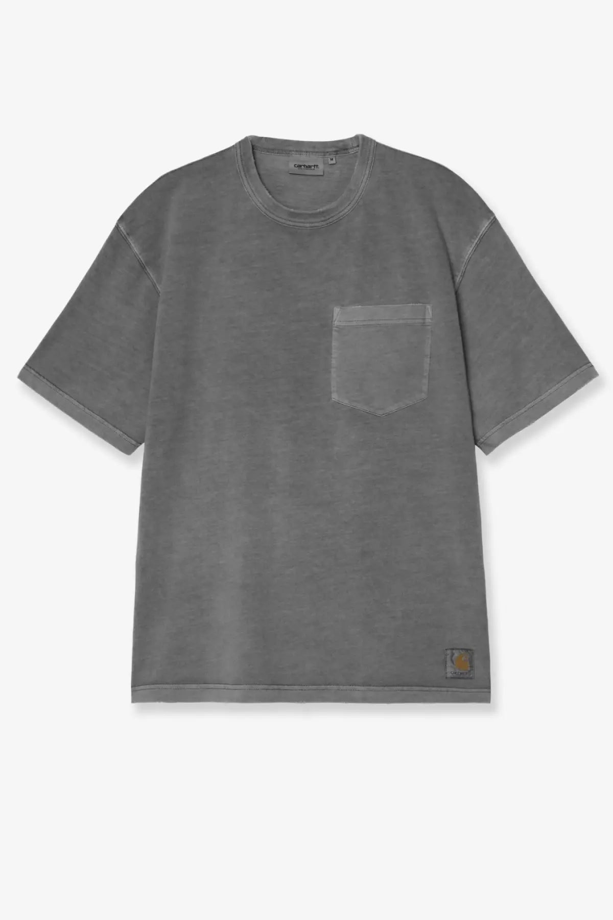 Carhartt Wip men’s charcoal gray oversized short-sleeved t-shirt with chest pocket made from organic cotton