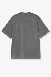 Carhartt Wip men’s torion pocket oversized dark gray organic cotton t-shirt with relaxed fit and subtle faded texture