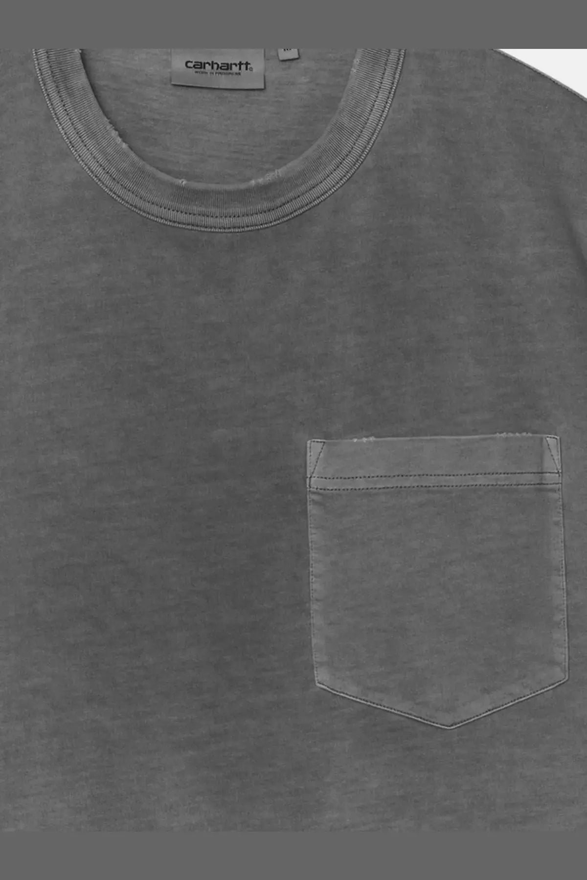 Carhartt wip men’s torion pocket organic cotton t-shirt in gray with chest pocket and ribbed crew neck