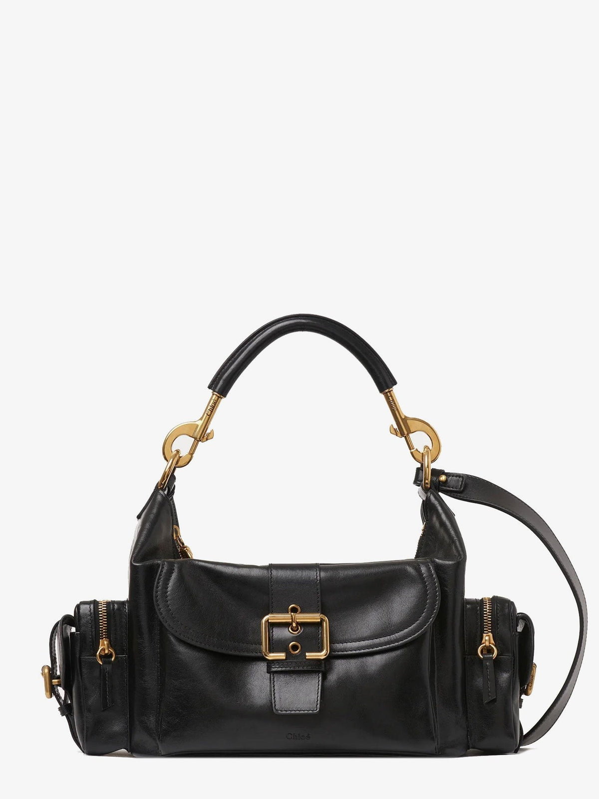 Chloé Women's Carry Shiny Buffalo Leather Shoulder Bag Black