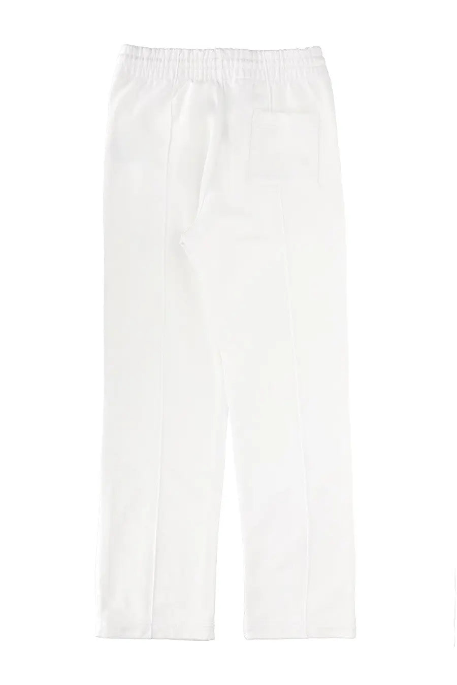 White cotton Casablanca men’s jogger pants tennis club icon showing back side with elastic waistband and single pocket