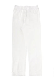 White cotton Casablanca men’s jogger pants tennis club icon showing back side with elastic waistband and single pocket