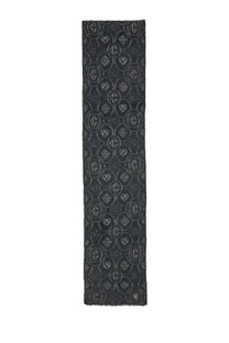 Casablanca men’s monogram fluffy scarf grey in black with a repeating lighter gray geometric pattern