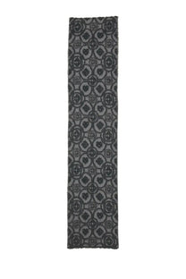 Casablanca men’s monogram fluffy scarf grey with a textured knit fabric and geometric interlocking circle and heart pattern