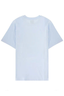 Casablanca men’s light blue minimalist short sleeved cotton t shirt with classic crew neck front view