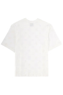 Casablanca men’s white short-sleeved shirt with subtle faint pattern across the fabric in lightweight cotton