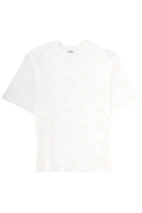 Casablanca men’s white short-sleeved shirt with subtle textured pattern and casa brand label at the neckline