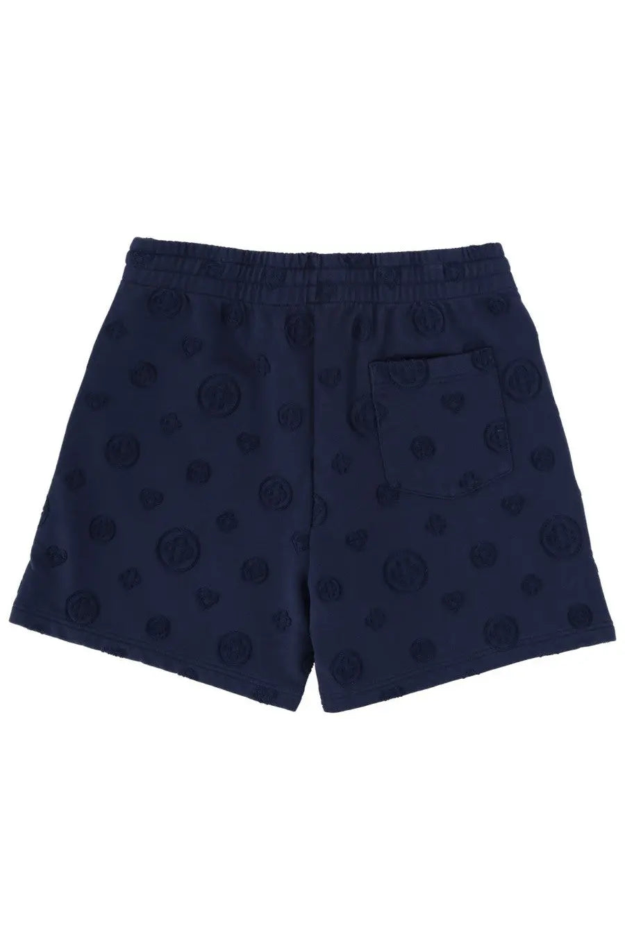 Casablanca men’s shorts blue in dark blue with a subtle raised circular motif pattern for casual wear