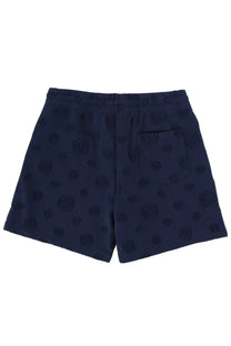 Casablanca men’s shorts blue in dark blue with a subtle raised circular motif pattern for casual wear
