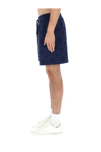 Casablanca men’s shorts blue navy with elastic waistband and subtle circular pattern for casual wear