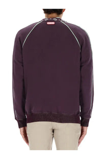 Casablanca men’s sweatshirt purple featuring a dark purple textured knit bomber jacket with light gray seam stitching