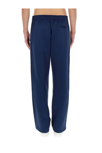 Navy blue casablanca men’s wide-leg track pants with drawstring waistband and rear pocket shown from back side