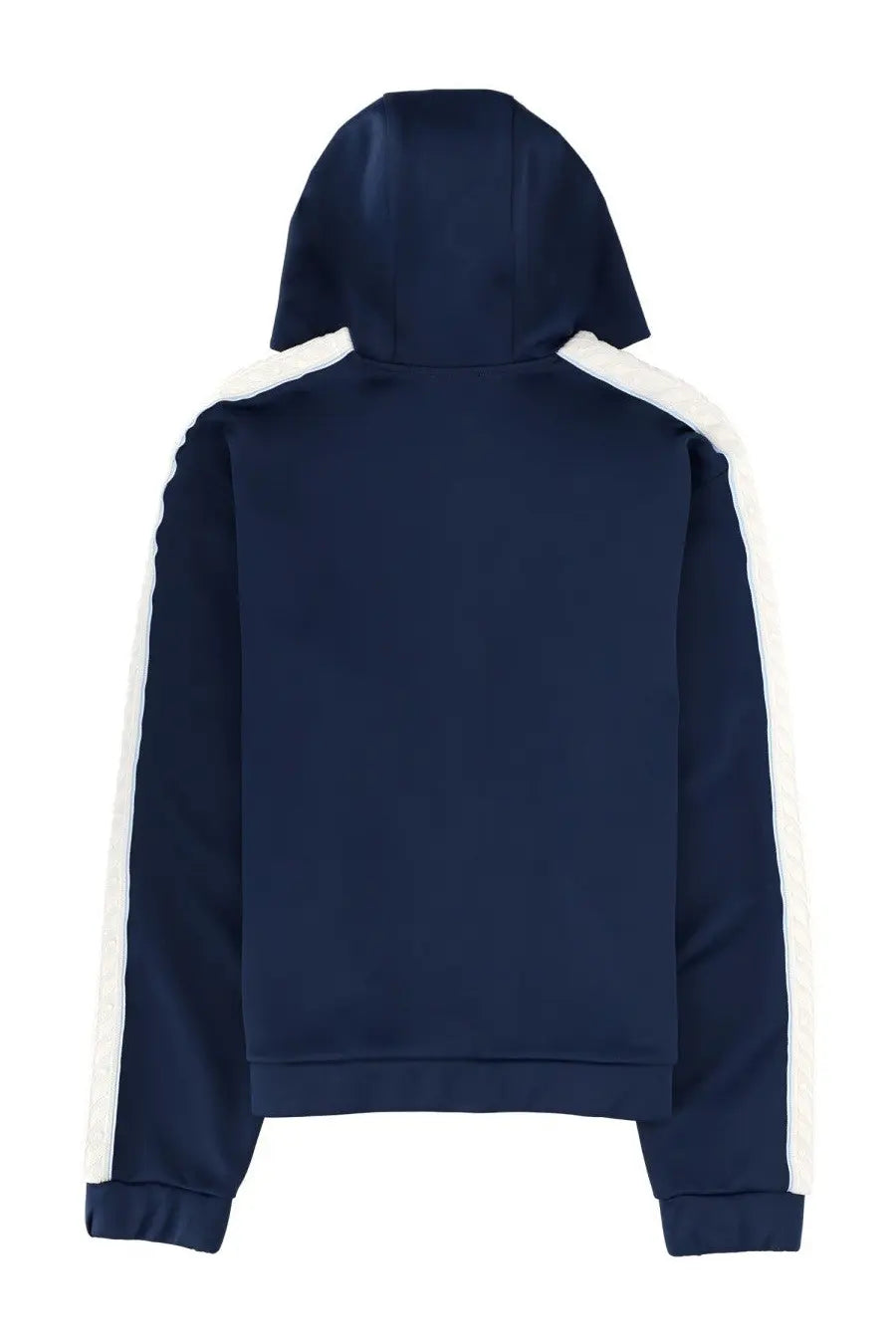 Navy blue Casablanca men’s zipper hoodie with white side stripes made from soft fabric for casual wear