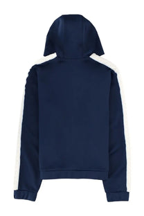 Navy blue Casablanca men’s zipper hoodie with white side stripes made from soft fabric for casual wear