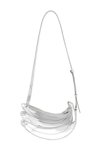 Casablanca women’s borsa banana silver metallic banana-shaped crossbody bag with sleek glossy finish and adjustable strap