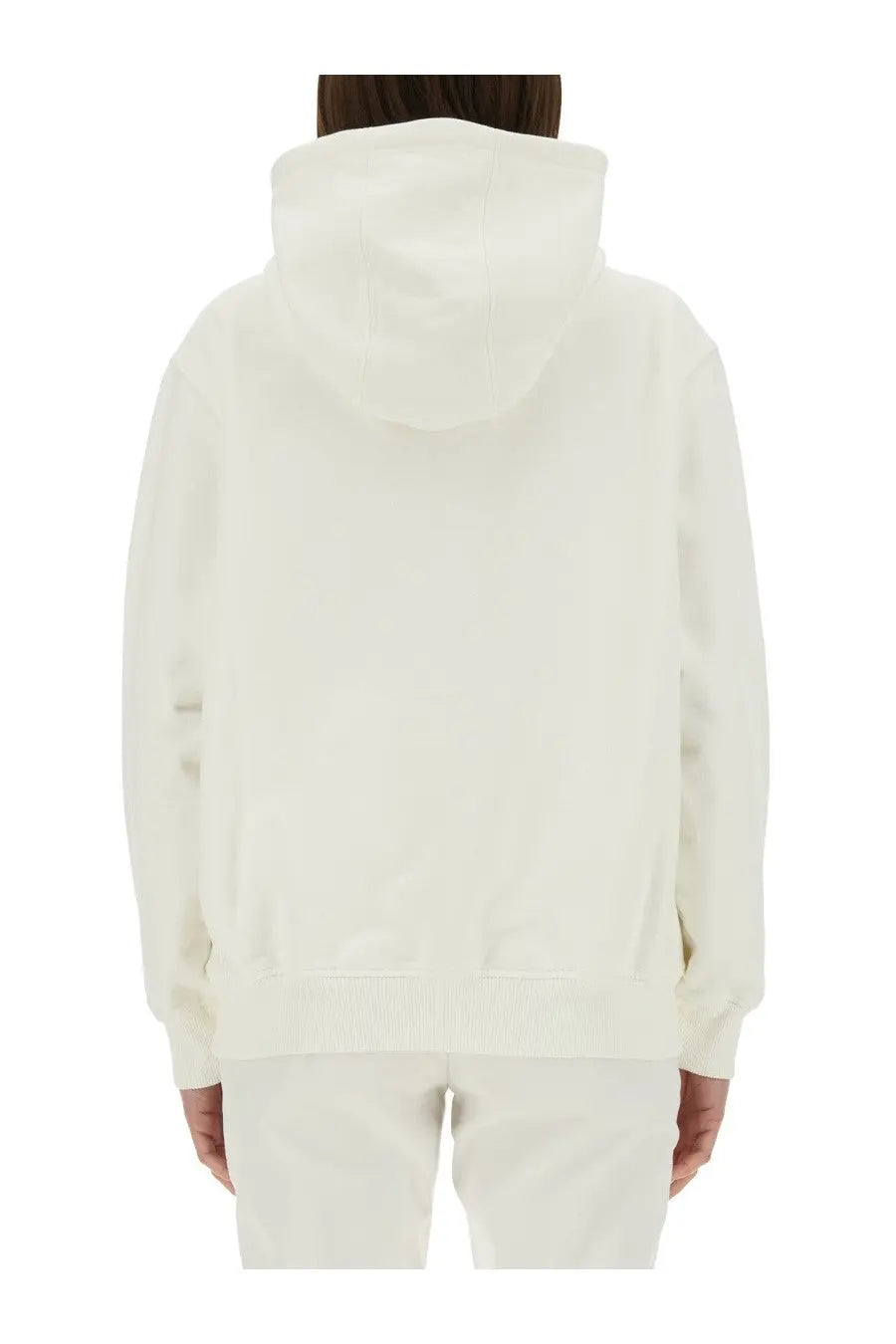 Cream-colored casablanca women’s casaway mountain sweatshirt with soft textured fabric and ribbed cuffs
