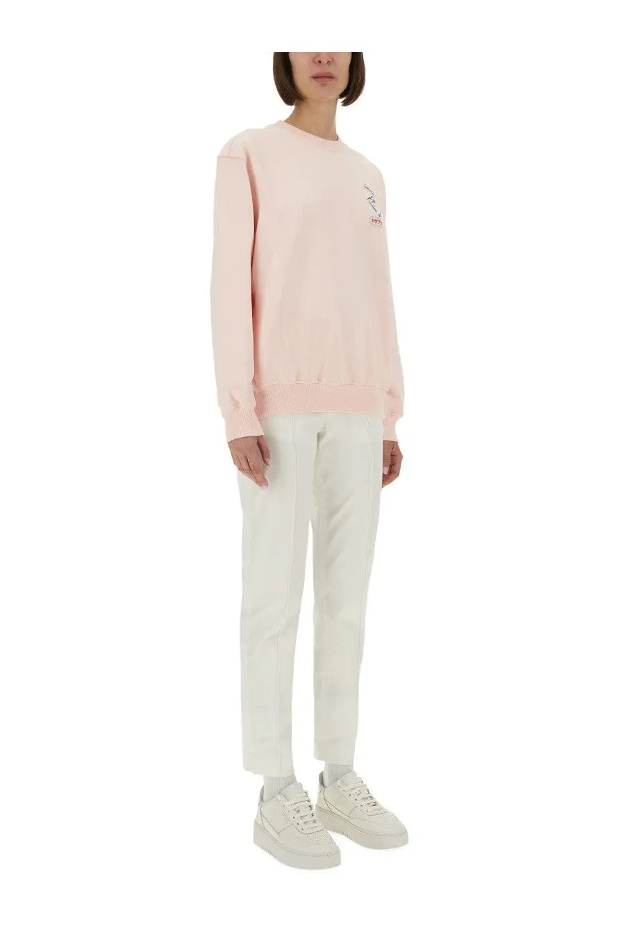 Casablanca women’s Montagne Sportif soft pink long-sleeved crewneck sweatshirt with small embroidered logo
