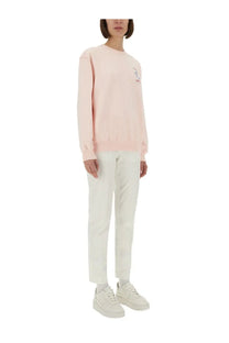 Casablanca women’s Montagne Sportif soft pink long-sleeved crewneck sweatshirt with small embroidered logo